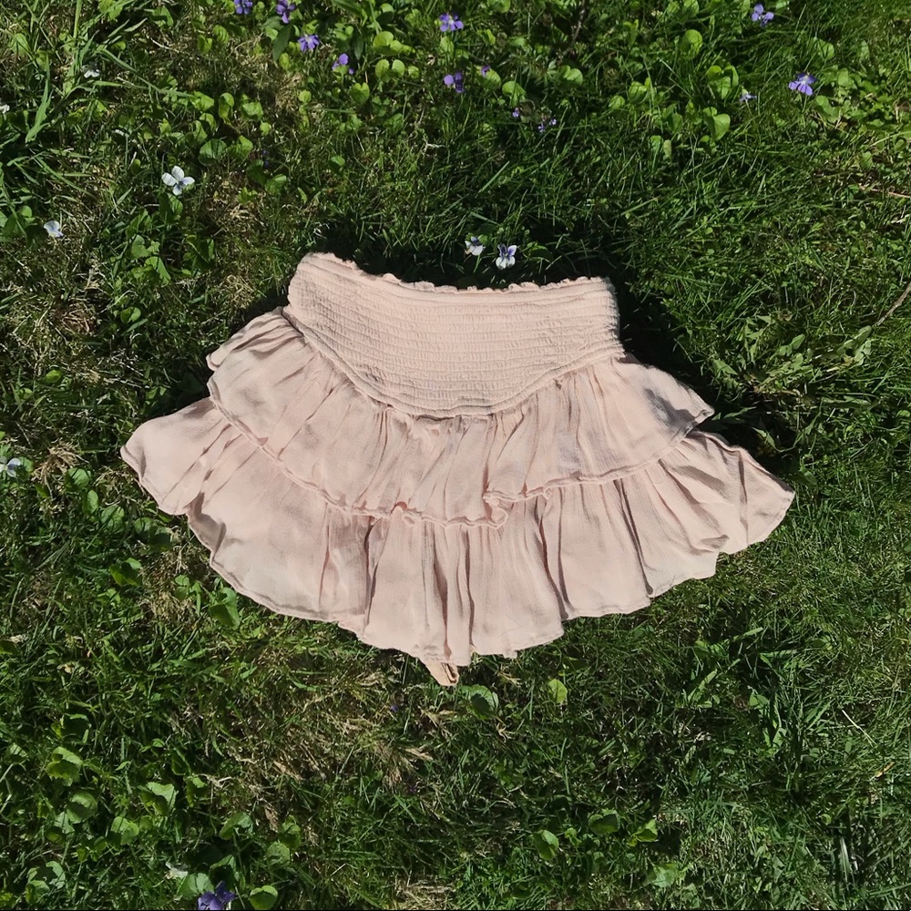 Beige Neutral Rock n Rags Tiered Skort (skirt with shorts)